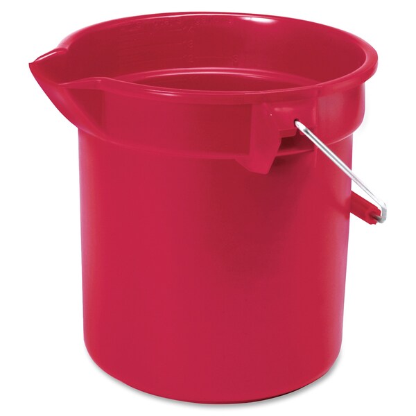 Brute 10-quart Utility Bucket, 10.2" H, Red, Steel; High-density Polyethylene (HDPE)